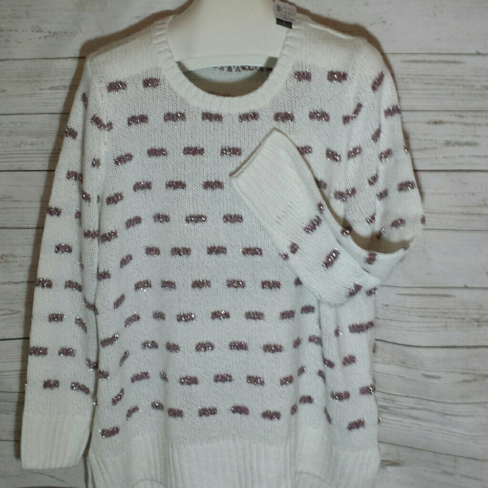 CJ Banks Sweater in Ivory and silver by  Size 1x nwt